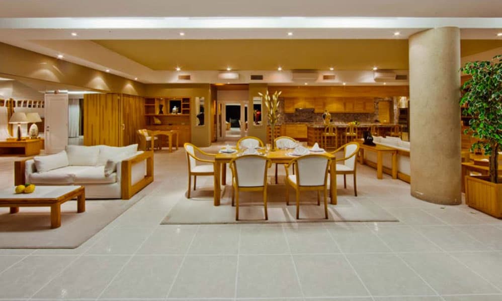 Second-floor living and dining room