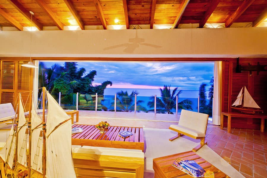 Sunset from the Casa La Playa penthouse terrace over Banderas Bay
